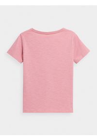 4f - T-shirt oversize gładki damski. Kolor: różowy. Materiał: bawełna, dzianina. Wzór: gładki