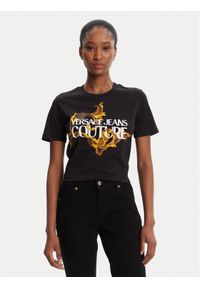 Versace Jeans Couture T-Shirt 79HAHE06 CJ00E Czarny Regular Fit. Kolor: czarny. Materiał: bawełna