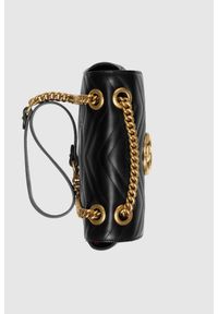 Gucci - GUCCI Skórzana torebka Marmont. Kolor: czarny. Wzór: jodełka. Materiał: skórzane. Rodzaj torebki: na ramię #9