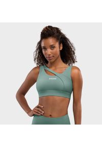 SIROKO - Stanik sportowy fitness damski - Wysokie wsparcie Cross Green. Kolor: zielony. Materiał: nylon, tkanina. Sport: fitness