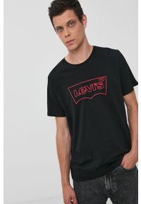 Levi's® - Levi's - T-shirt bawełniany. Okazja: na co dzień, na spotkanie biznesowe. Kolor: czarny. Materiał: bawełna. Wzór: nadruk. Styl: biznesowy, casual