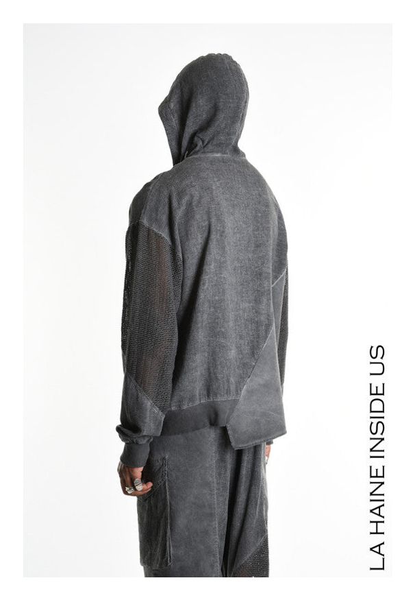 La Haine Inside Us Bluza | 3B M1271 | Mężczyzna | Szary. Typ kołnierza: kaptur. Kolor: szary. Materiał: wiskoza, len. Styl: elegancki