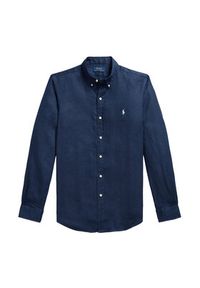 Polo Ralph Lauren Koszula 710968915506 Granatowy Slim Fit. Typ kołnierza: polo. Kolor: niebieski. Materiał: len #6