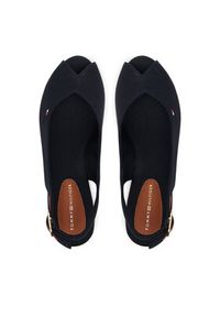 TOMMY HILFIGER - Tommy Hilfiger Sandały Flag Mid Wedge Espad Slingback FW0FW08595 Granatowy. Kolor: niebieski. Materiał: materiał #4
