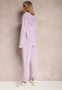 Renee - Fioletowy Klasyczny Komplet Dresowy z Bluzą Kangurką i Spodniami Typu Jogger Salevia. Kolor: fioletowy. Materiał: dresówka #5