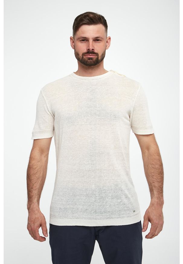 Liu Jo - T-shirt męski lniany LIU JO. Materiał: len