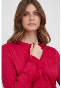 Mos Mosh koszula damska kolor fioletowy slim ze stójką. Typ kołnierza: kołnierzyk stójkowy. Kolor: różowy. Materiał: tkanina, bawełna, poliamid. Długość rękawa: długi rękaw. Długość: długie. Wzór: gładki #2