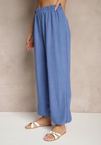 Renee - Niebieskie Spodnie Joggery High Waist ze Ściągaczami Korilanea. Okazja: na co dzień. Stan: podwyższony. Kolor: niebieski. Styl: casual, elegancki #5