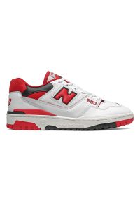 Buty New Balance BB550SE1 - biało-czerwone. Okazja: na co dzień. Kolor: czerwony, biały, wielokolorowy. Materiał: guma, syntetyk, skóra, materiał. Szerokość cholewki: normalna. Sport: koszykówka