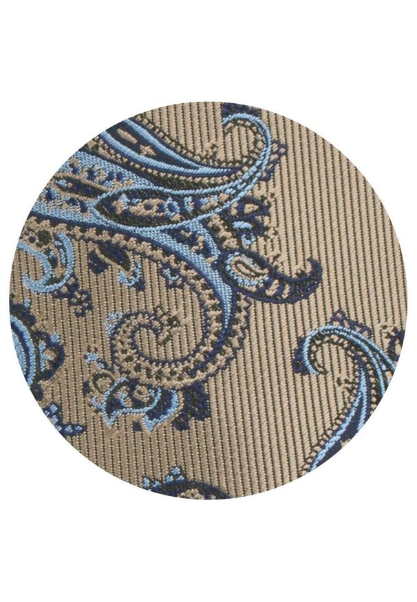 Krawat Męski - Angelo di Monti - Beżowy w Duże Paisley. Kolor: brązowy, wielokolorowy, beżowy. Materiał: tkanina. Wzór: paisley. Styl: wizytowy, elegancki