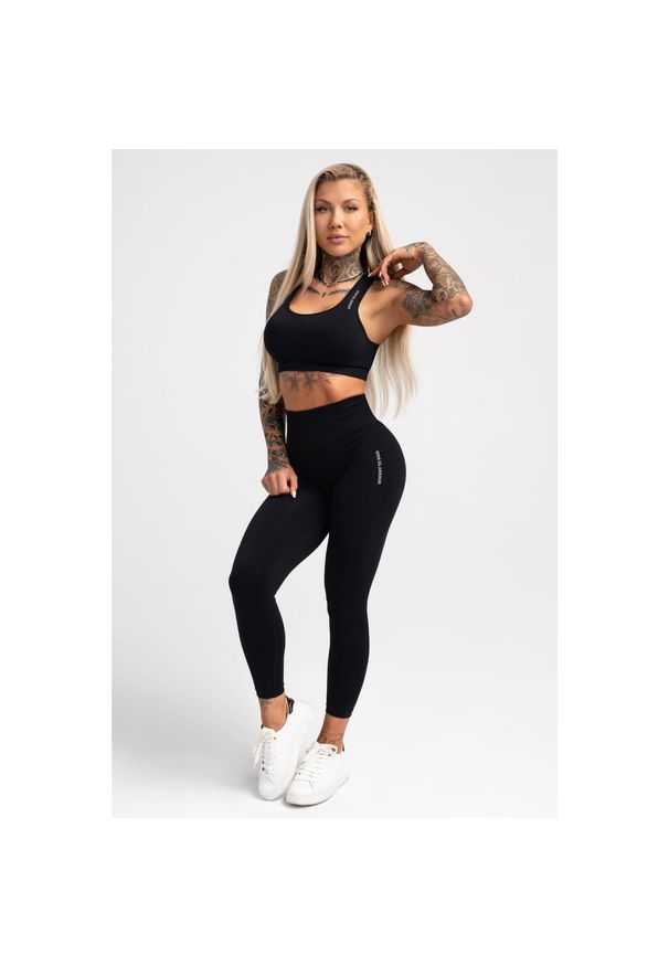 GYM GLAMOUR - Legginsy fitness damskie Gym Glamour compress. Kolor: czarny. Sport: fitness