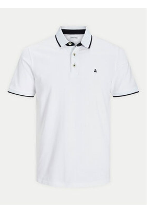 Jack & Jones Polo Paulos 12136668 Biały Slim Fit. Typ kołnierza: polo. Kolor: biały. Materiał: bawełna