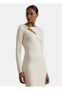Lauren Ralph Lauren - LAUREN RALPH LAUREN Sukienka wieczorowa 253P03589002 Écru Slim Fit. Materiał: syntetyk. Styl: wizytowy #4