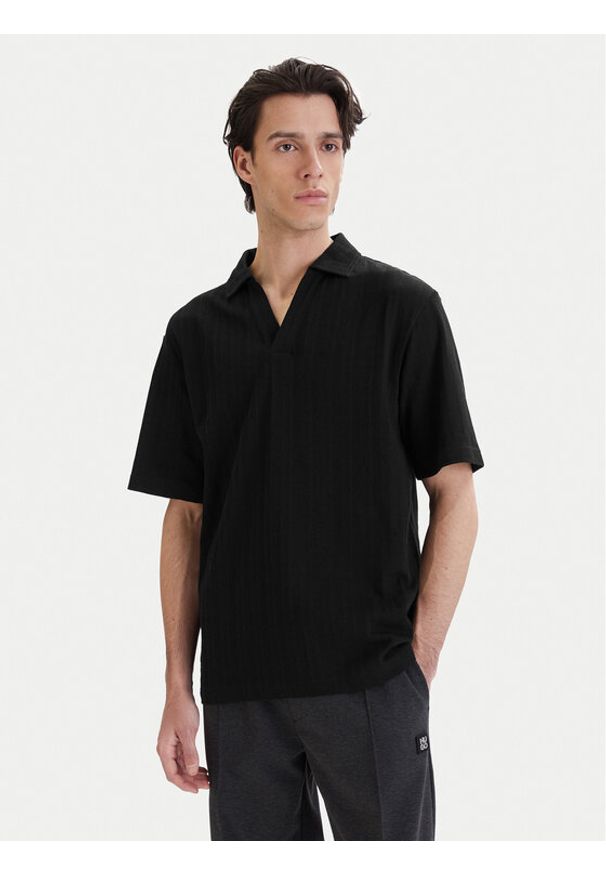 Hugo - HUGO Polo Dalibo 50556724 Czarny Relaxed Fit. Typ kołnierza: polo. Kolor: czarny. Materiał: bawełna