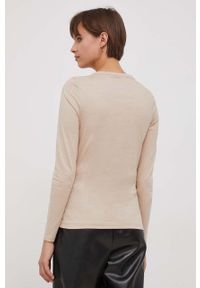 Calvin Klein longsleeve bawełniany kolor beżowy. Okazja: na co dzień. Kolor: beżowy. Materiał: bawełna. Długość rękawa: długi rękaw. Styl: casual #5