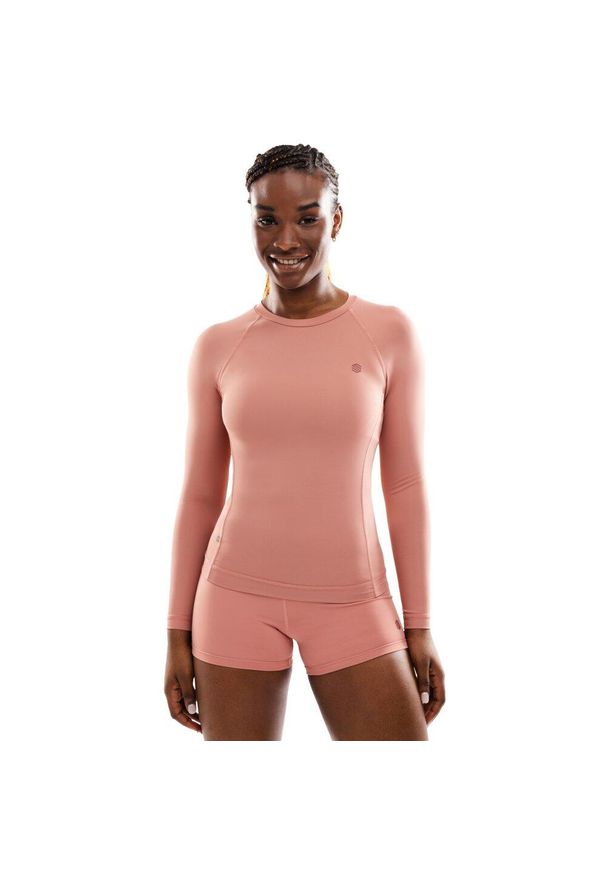 SIROKO - Damska koszulka treningowa z długim rękawem Fitness Siroko Poise. Okazja: na co dzień. Kolor: różowy, wielokolorowy, pomarańczowy. Materiał: tkanina. Długość rękawa: długi rękaw. Długość: długie. Styl: casual