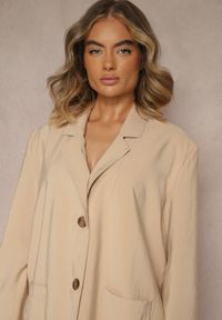 Renee - Beżowa Marynarka z Modalu o Pudełkowym Fasonie Oversize z Kieszonkami Maviline. Kolor: beżowy #4