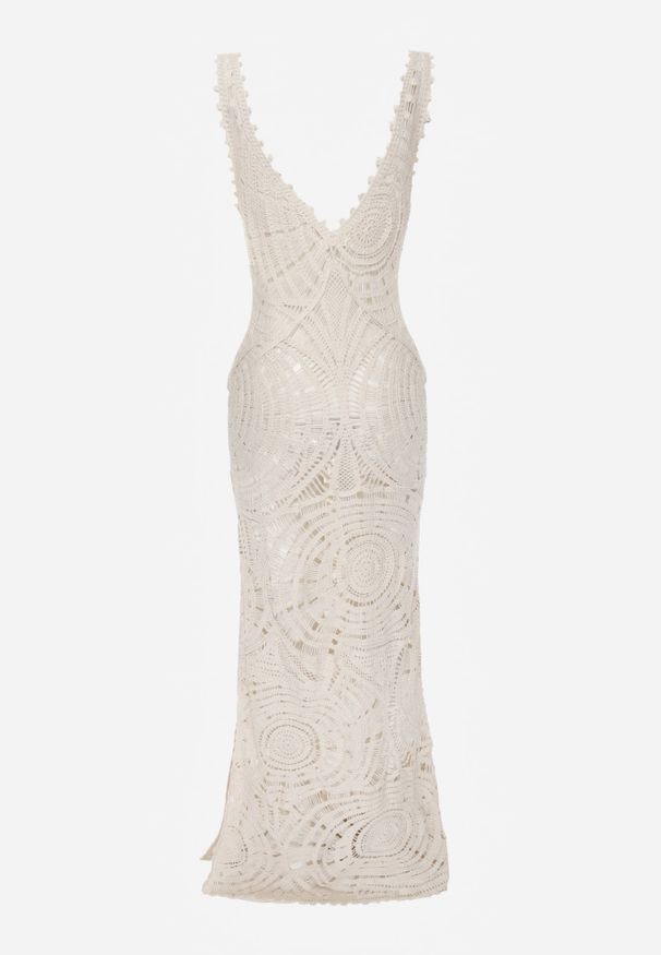 Renee - Beżowa Bawełniana Plażowa Sukienka Szydełkowa Kelira. Okazja: na plażę. Kolor: beżowy. Materiał: bawełna. Sezon: lato. Styl: wakacyjny