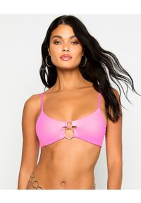 BEACH BUNNY - Różowy top od bikini Lexi. Kolor: wielokolorowy, fioletowy, różowy. Materiał: materiał. Wzór: aplikacja
