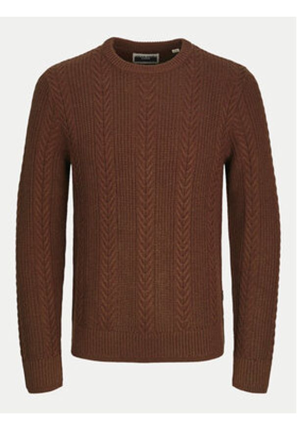 Jack & Jones Sweter 12261436 Brązowy Regular Fit. Kolor: brązowy. Materiał: syntetyk, bawełna