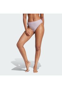 Adidas - Dół Bikini Iconisea High-Waist. Stan: podwyższony. Kolor: fioletowy, różowy, biały, wielokolorowy. Materiał: materiał