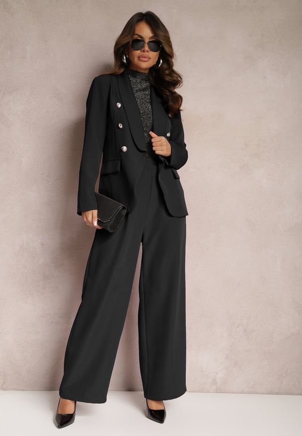 Renee - Czarne Szerokie Spodnie w Eleganckim Stylu Hanessame. Kolor: czarny. Styl: elegancki