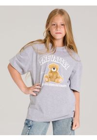 Sinsay - Koszulka oversize z nadrukiem - szary. Kolor: szary. Wzór: nadruk #1