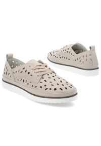 Beżowe Półbuty S.Barski Modne Obuwie Damskie. Okazja: na co dzień. Zapięcie: sznurówki. Kolor: beżowy. Szerokość cholewki: normalna. Wzór: ażurowy. Styl: klasyczny, casual, elegancki #3