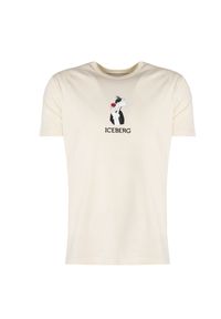 Iceberg T-Shirt "Sylvester" | F0226301 | Mężczyzna | Beżowy. Okazja: na co dzień. Kolor: beżowy. Materiał: bawełna. Wzór: nadruk. Styl: klasyczny, casual, elegancki