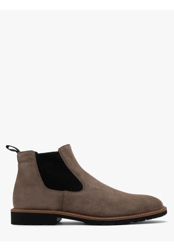 Ryłko - Szare trzewiki ze skóry welurowej. Kolor: szary. Materiał: skóra, welur. Szerokość cholewki: normalna. Styl: street