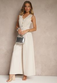 Renee - Jasnobeżowy Kombinezon o Taliowanym Kroju z Wiskozą i Paskiem Raliorea. Kolor: beżowy. Materiał: wiskoza. Styl: elegancki #3