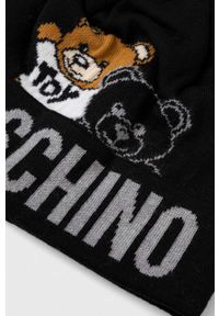 MOSCHINO - Moschino czapka wełniana kolor czarny wełniana. Kolor: czarny. Materiał: wełna #2