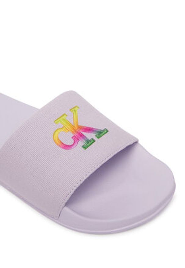 Calvin Klein Klapki Essential Slide Pride Cv Wn HW0HW03297 Fioletowy jasny. Kolor: fioletowy. Materiał: materiał