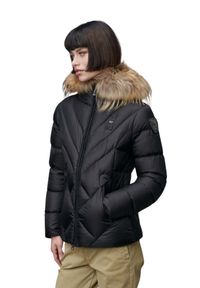 Blauer USA - BLAUER Czarna kurtka damska Alicia Short Jackets, Rozmiar L. Typ kołnierza: kaptur. Kolor: czarny. Materiał: futro, poliamid. Styl: elegancki #4
