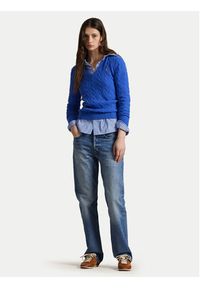 Polo Ralph Lauren Sweter 211971866006 Niebieski Slim Fit. Typ kołnierza: polo. Kolor: niebieski. Materiał: wełna #3