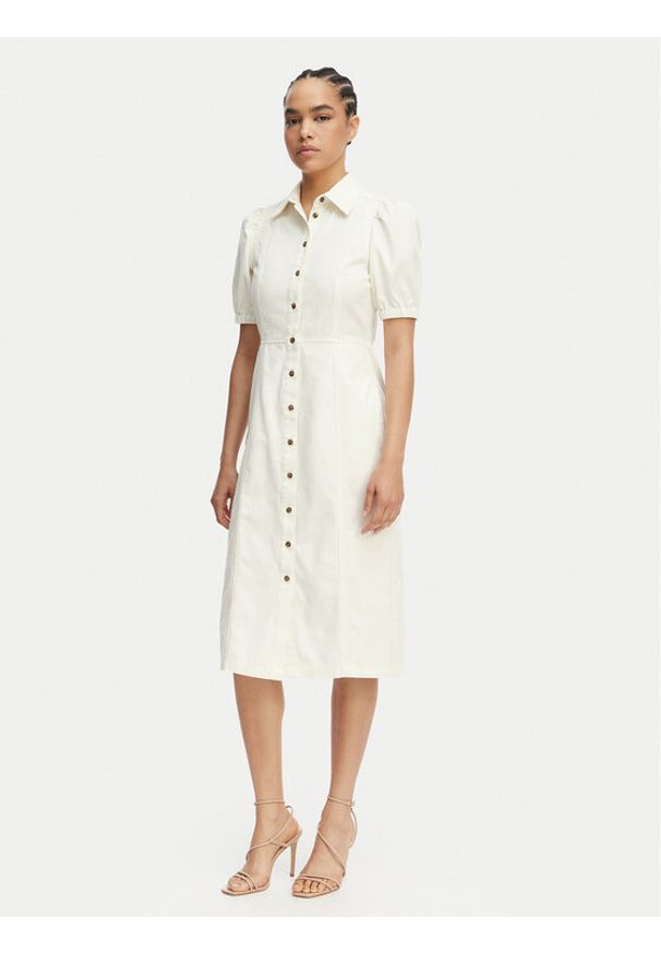 French Connection Sukienka jeansowa 71SZN Biały Regular Fit. Kolor: biały. Materiał: bawełna