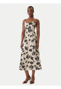 Vero Moda Sukienka letnia Jennifer 10341972 Beżowy Regular Fit. Kolor: beżowy. Materiał: wiskoza. Sezon: lato #1