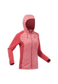 quechua - Bluza turystyczna damska Quechua NH500 hybrydowa. Kolor: czerwony, różowy, wielokolorowy. Materiał: tkanina, materiał