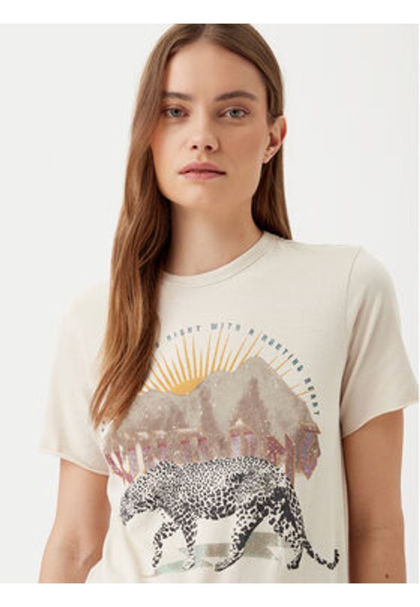 only - ONLY T-Shirt Lucy 15307412 Beżowy Regular Fit. Kolor: beżowy. Materiał: bawełna