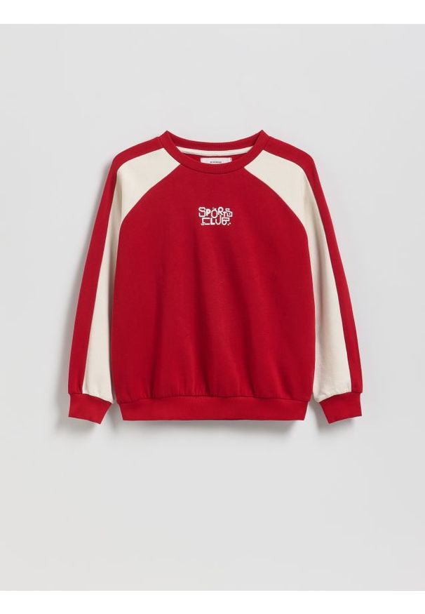 Reserved - Bluza oversize - czerwony. Kolor: czerwony. Materiał: bawełna, dzianina