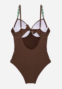 Born2be - Brązowy Strój Kąpielowy Ozdobiony Kamieniami Medorise. Kolekcja: plus size. Kolor: brązowy. Wzór: aplikacja #3