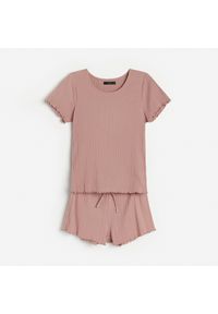 Reserved - Dwuczęściowa piżama z bawełny organicznej - Brązowy. Kolor: brązowy. Materiał: bawełna #1