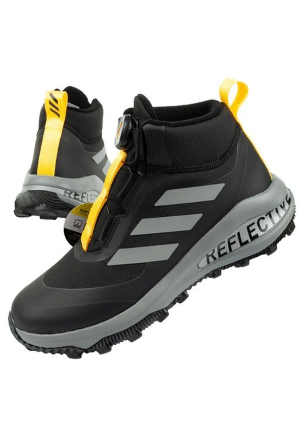 Adidas - Buty adidas FortaRun Jr GZ1810 czarne. Kolor: czarny. Materiał: materiał, syntetyk. Szerokość cholewki: normalna. Sport: turystyka piesza, bieganie