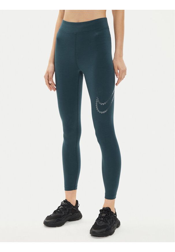 Nike Legginsy FB8766 Zielony Tight Fit. Kolor: zielony. Materiał: bawełna