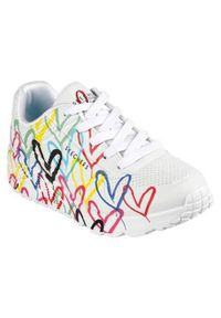 skechers - Buty do chodzenia dla dzieci Skechers Uno Lite Spread The Love. Zapięcie: sznurówki. Kolor: biały, wielokolorowy. Materiał: syntetyk, tkanina, materiał. Szerokość cholewki: normalna. Sport: turystyka piesza