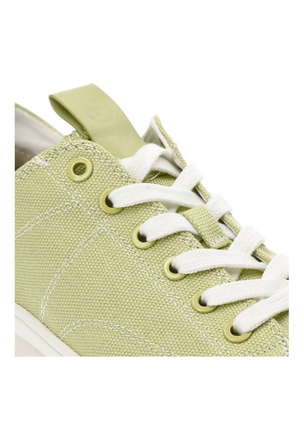 Zielone Sneakersy Tamaris Modne Obuwie Damskie. Okazja: na co dzień, na spacer. Zapięcie: sznurówki. Kolor: zielony. Materiał: materiał. Sezon: lato, wiosna. Sport: turystyka piesza