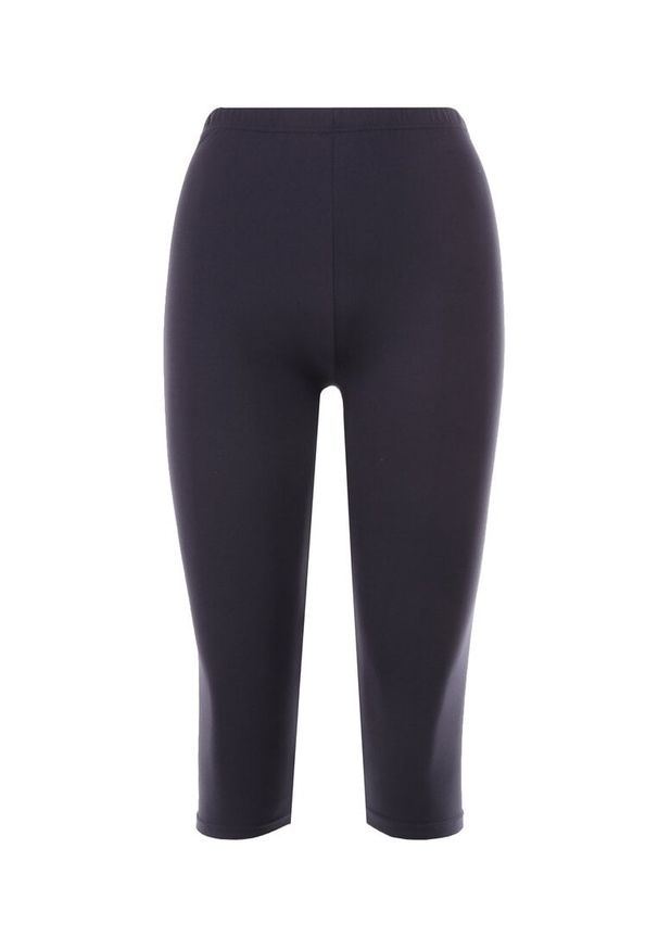 Born2be - Granatowe Legginsy High waist Actenope. Stan: podwyższony. Kolor: niebieski. Materiał: bawełna, dzianina. Wzór: gładki, jednolity