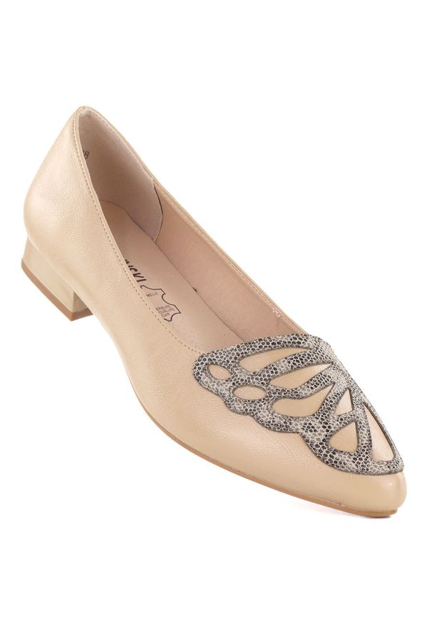 Półbuty damskie beżowe M.Daszyński SA201A-2. Kolor: beżowy. Materiał: skóra ekologiczna. Styl: elegancki