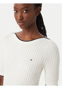 TOMMY HILFIGER - Tommy Hilfiger Bluzka Fine Gg Cable Boat WW0WW50103 Beżowy jasny Regular Fit. Kolor: beżowy. Materiał: bawełna #2