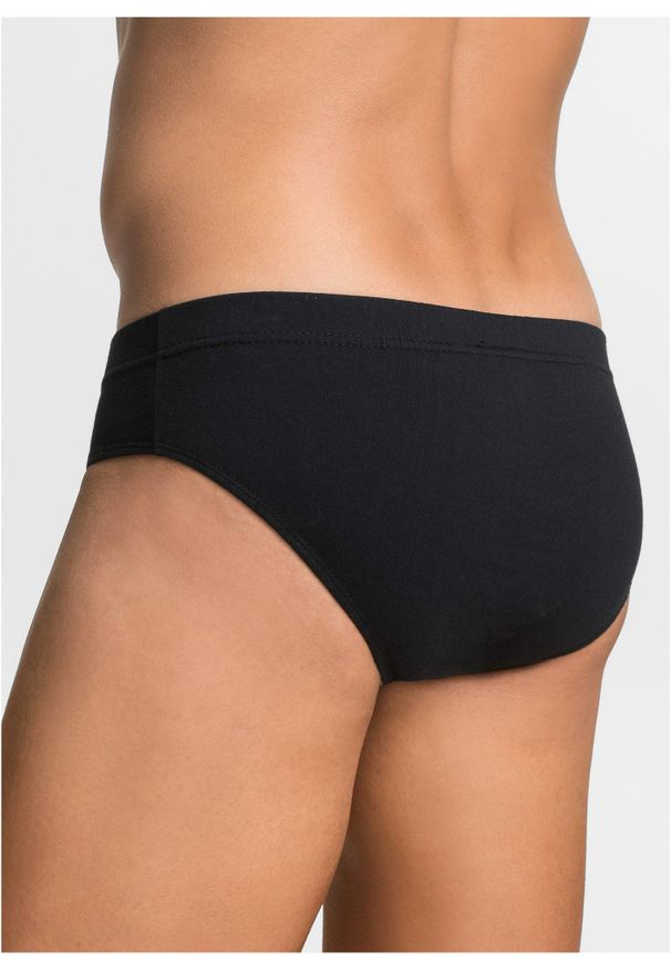 bonprix - Slipy maxi z bawełny (5 par). Kolor: czarny. Materiał: bawełna. Wzór: aplikacja